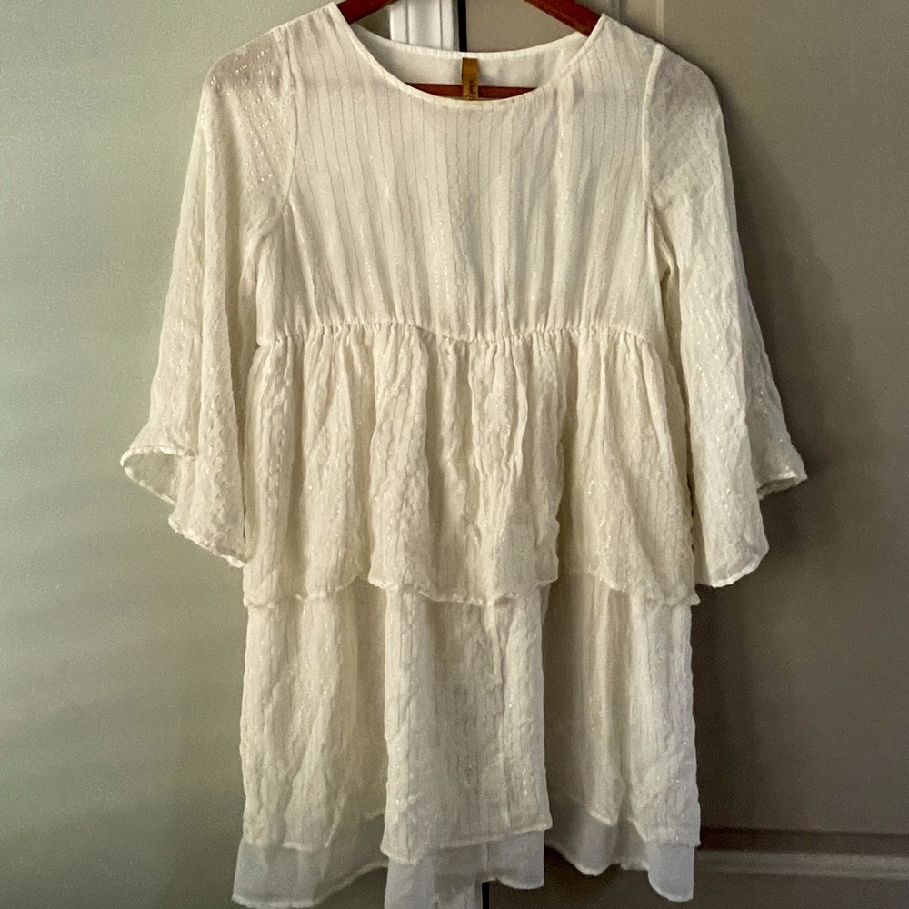 Rachel Pally sheer white gold stripe boho dress